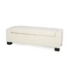Elegant Ottoman Bench With Textured Fabric, Hinged Lid For Seating And Storage - White - Image 16