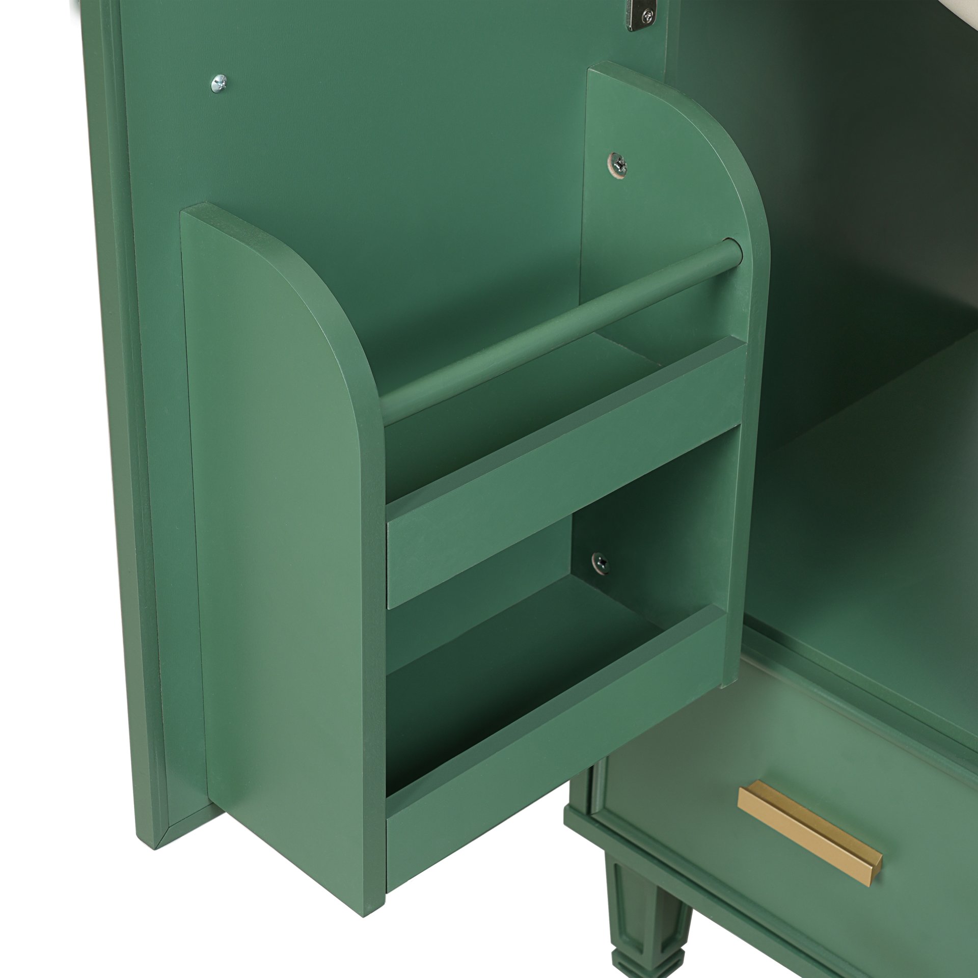 Solid Wood And 24" Bathroom Vanity With Sink, Deep Drawer, Door Shelf, 2 Tier Basket - Green - Image 21
