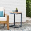 Medium C Shaped End Table With Iron Base And Fir Wood Top - Black - Image 10