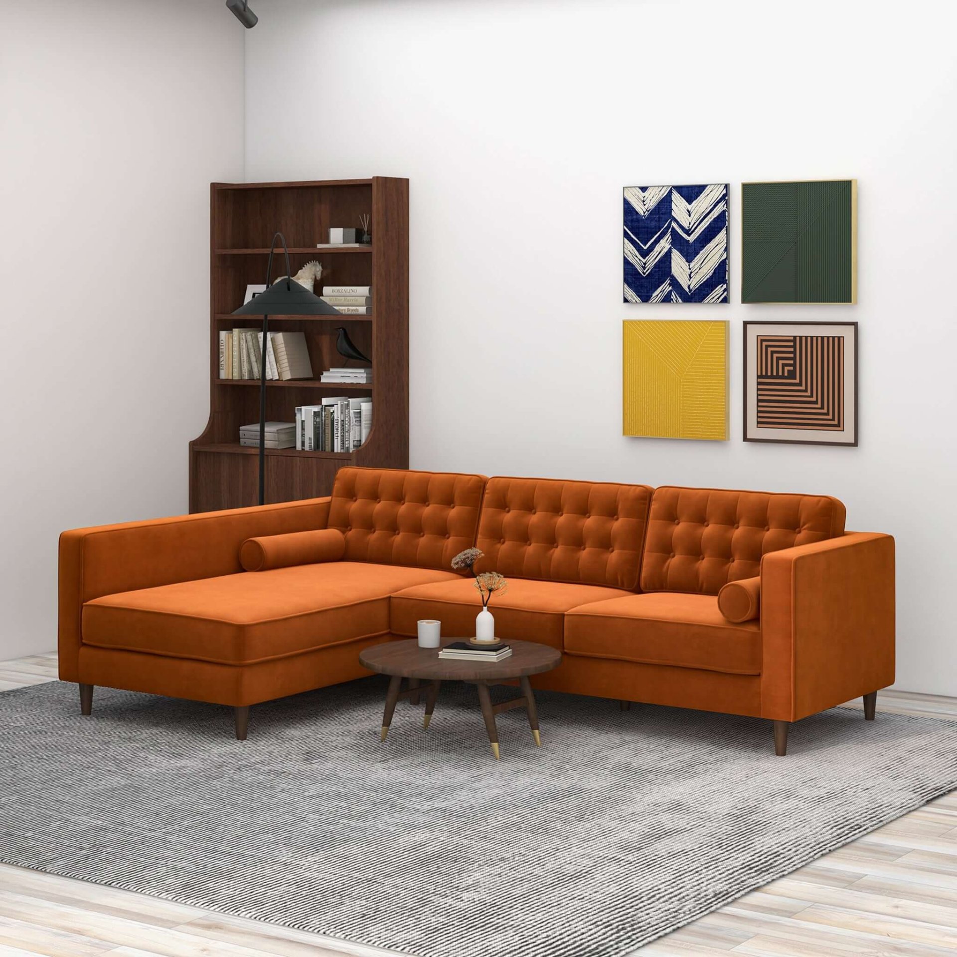 Christian - Sectional Sofa Left Facing - Burnt Orange - Image 4