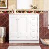 Shaker Free Standing Bathroom Vanity Cabinet With Sink, Soft Close Drawers And Doors - White - Image 4