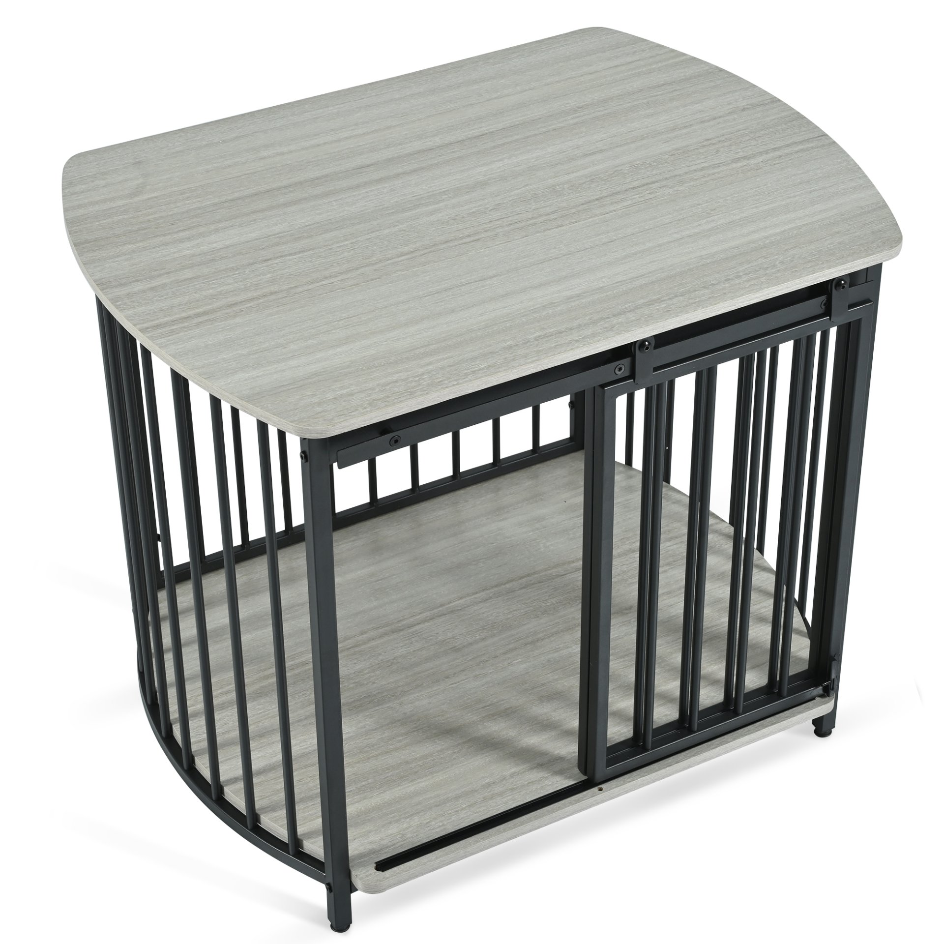 Furniture Style Dog Crate For Small And Medium Dogs, Wooden Cage Indoor Kennel Furniture, Modern Dog Crate End Table With Double Doors - Gray - Image 10