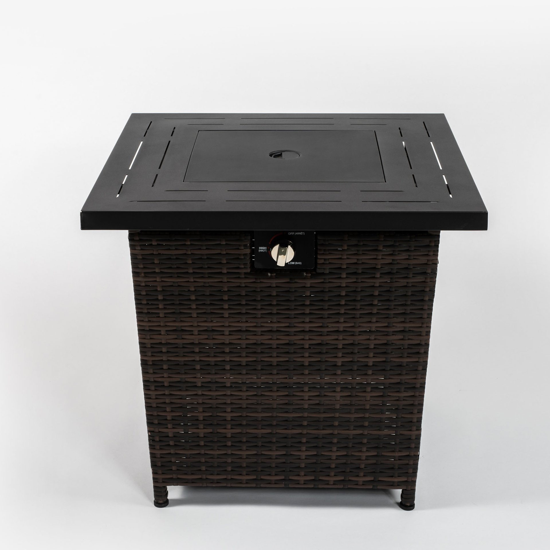 28" Wicker Square Fire Pit Table - Black Brown - Image 5