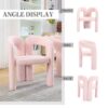 Contemporary Designed Velvet Upholstered Accent / Dining Chair With Armrests - Pink - Image 7