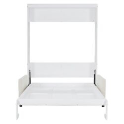 Full Size Murphy Wall Bed With Cushion - White