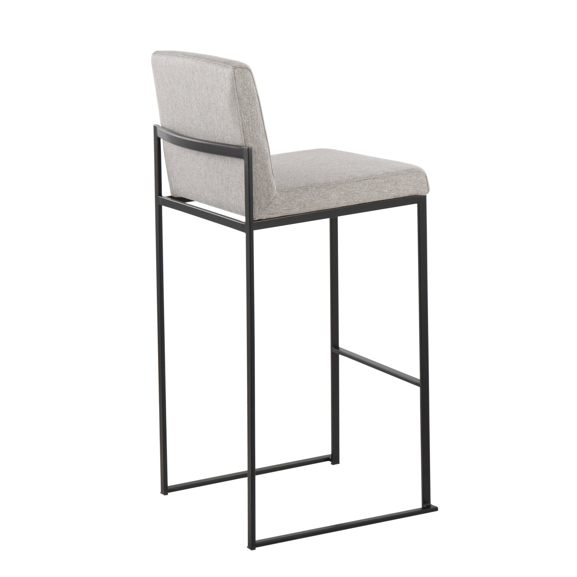 Fuji - Contemporary High Back Barstool (Set of 2) - Black / Gray - Image 4