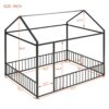 Full Size Bed House Bed Frame With Fence - Black - Image 8