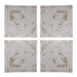 Distressed Wooden Square Wall Panels (Set of 4) - White