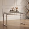 Modern Minimalist Rectangular Glass Dining Table For 4 - 6 With Tempered Glass Top - Transparent - Image 5