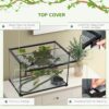 Pawhut - 14 Gallon Reptile Glass Terrarium Tank With Decor Kit Breeding Box Full View With Visually Appealing Sliding Screen Top For Lizards Frogs Snakes Spiders - Black - Image 6