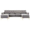 Convertible Sectional Sofa Couch With Movable Ottoman - Light Gray - Image 10