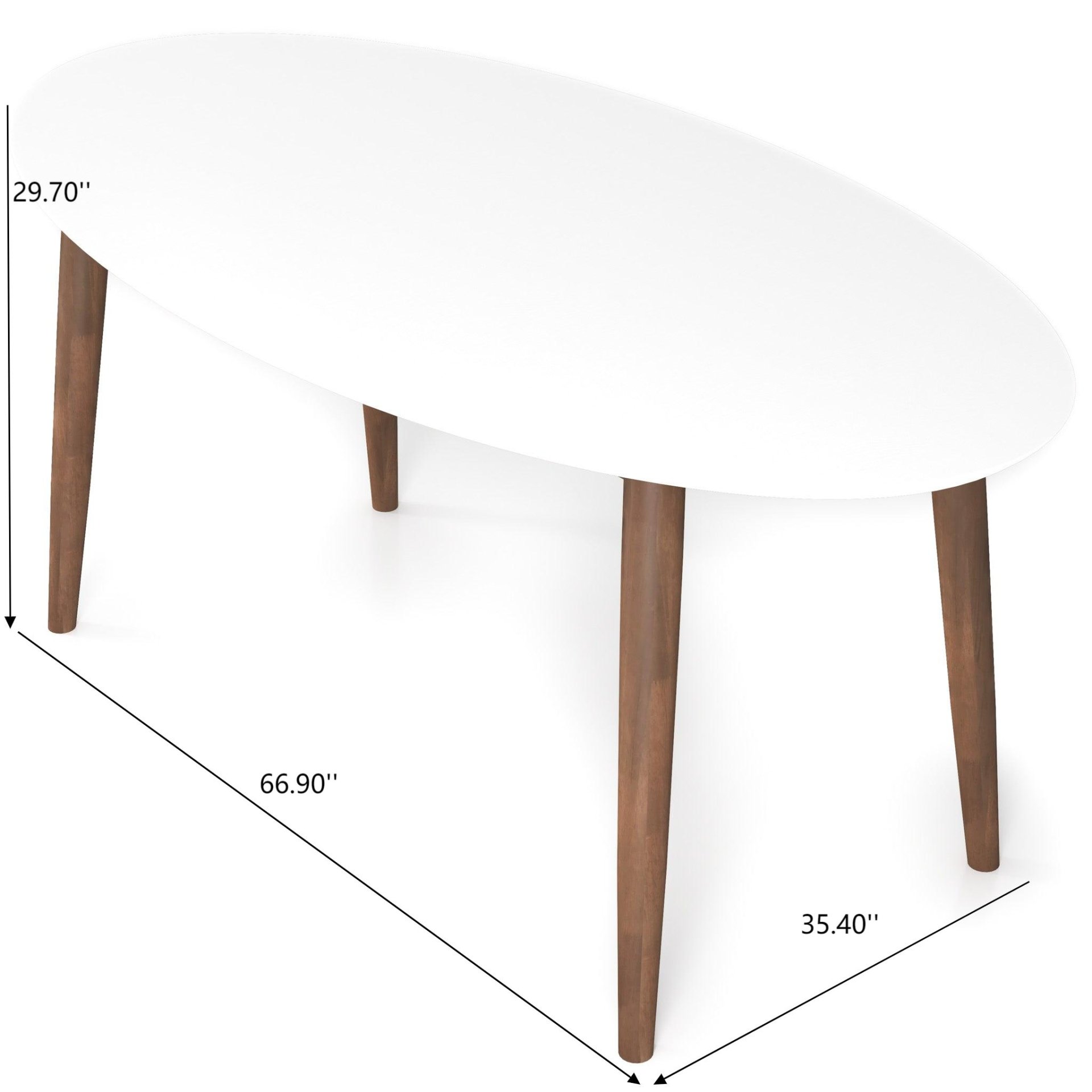 Ada - Mid-Century Modern Style Top Oval Dining Table - Brown / White - Image 3
