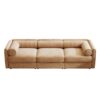 Elegant Chenille Sofa With Storage Seat Cylindrical Backrest And Armrests Contemporary 3 Seater Fabric Couch - Camel - Image 12