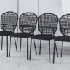 5 Pieces Dining Set, Table Metal Leg Mid-Century Dining Table For 4 - 6 People With MDF Table Top, Pedestal Dining Table, End Table Leisure Coffee Table - Black - Image 3