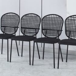 Sennit Chair, Dining Chair, Coffee Chair (Set of 4)- Black
