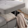 Reversible Sectional Storage Sleeper Sofa Bed, L-Shape 2 Seat Sectional Chaise With Storage, Skin-Feeling Velvet Fabric - Light Gray - Image 5