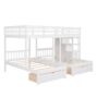 Full Over Twin & Twin Classic Triple Bunk Bed With Drawers And Guardrails - White - Image 3