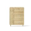 Natural Bohemia Style Shoe Cabinet, Shoe Rack Cabinet With 3 Rattan Flip Drawers, 3 Square Shelves And 1 Storage Drawer, Shoe Organizer With Mulit Storage Space And Hooks For Hallway, Entryway - Natural - Image 12