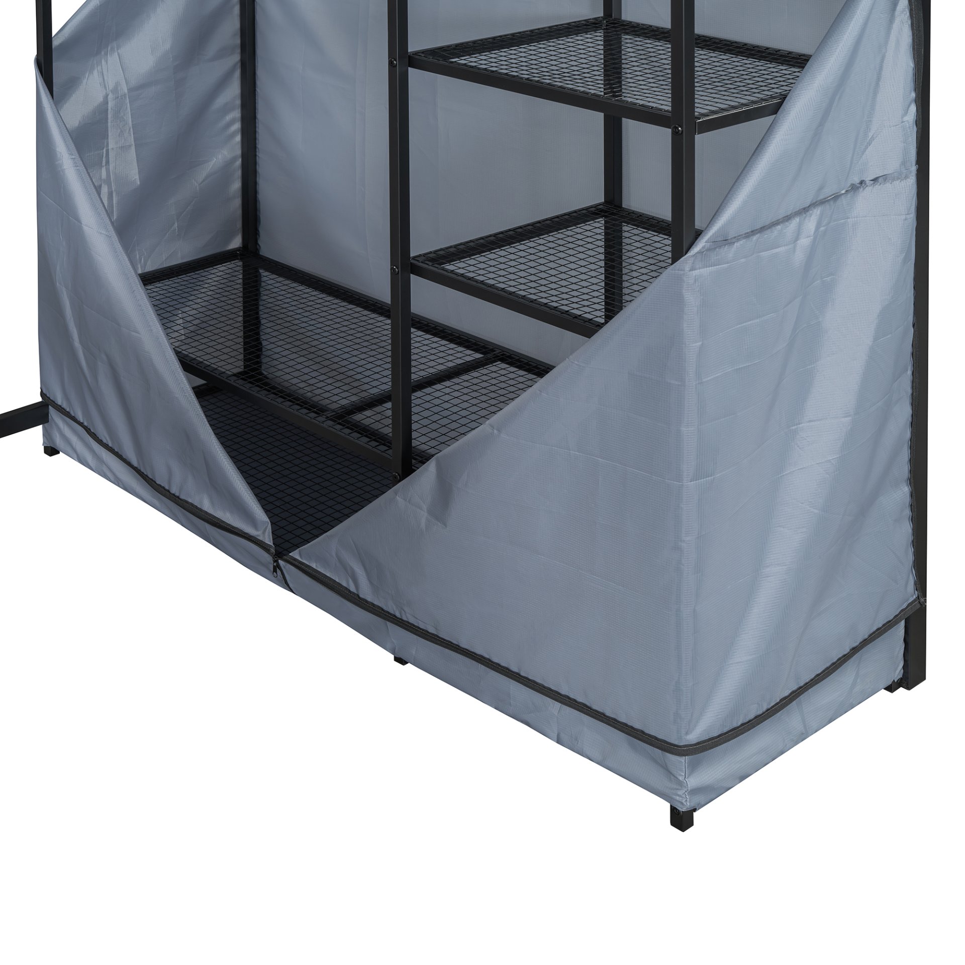 Full Size Loft Bed With Desk, Shelves, Power Outlet, LED Light And Wardrobe - Black - Image 18