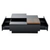 Movable Top Coffee Table, Modern Square Wood Coffee Table With High Gloss Finish, 4 Hidden Storage Drawers For Living Room - Black - Image 13