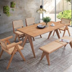 Valentina - 6 Piece Patio Furniture Set - Rattan / Natural