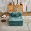 Convertible Floor Sofa Bed With Fixed Shape Frame For Living Room - Dark Green - Image 14