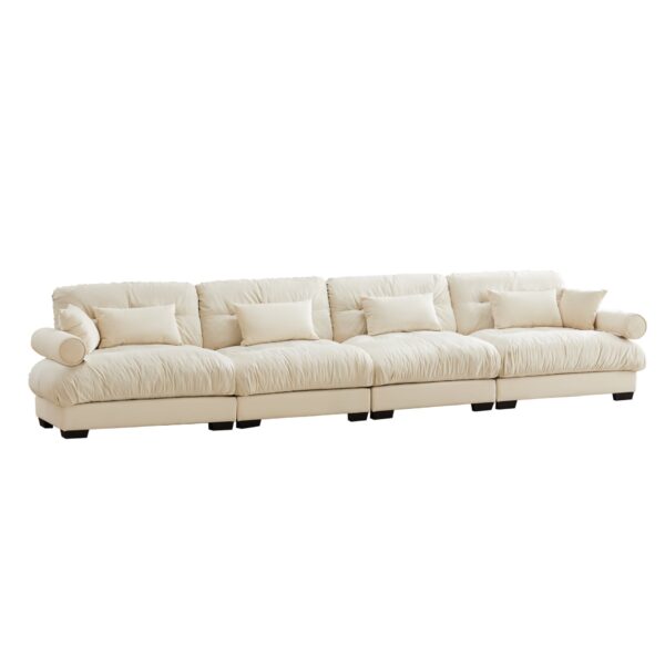 Super Comfort Oversized Modular Sectional Sofa With Ottoman - Cream