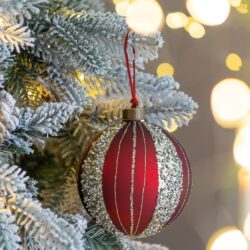 Christmas Ball Ornaments, Glass Decorative Hanging Ball Christmas Tree Ornaments, For Holiday Decorations (Set of 4) - Red