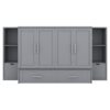 Full Size Murphy Bed With Shelves, Drawers And USB Ports - Gray - Image 8