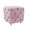 Modern Velvet Upholstered Ottoman, Exquisite Small End Table, Soft Foot Stool, Dressing Makeup Chair, Comfortable Seat For Living Room, Bedroom, Entrance - Pink - Image 9