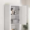 Wooden Bathroom Floor Storage Cabinet With 2 Doors And 6 Shelves - White - Image 9