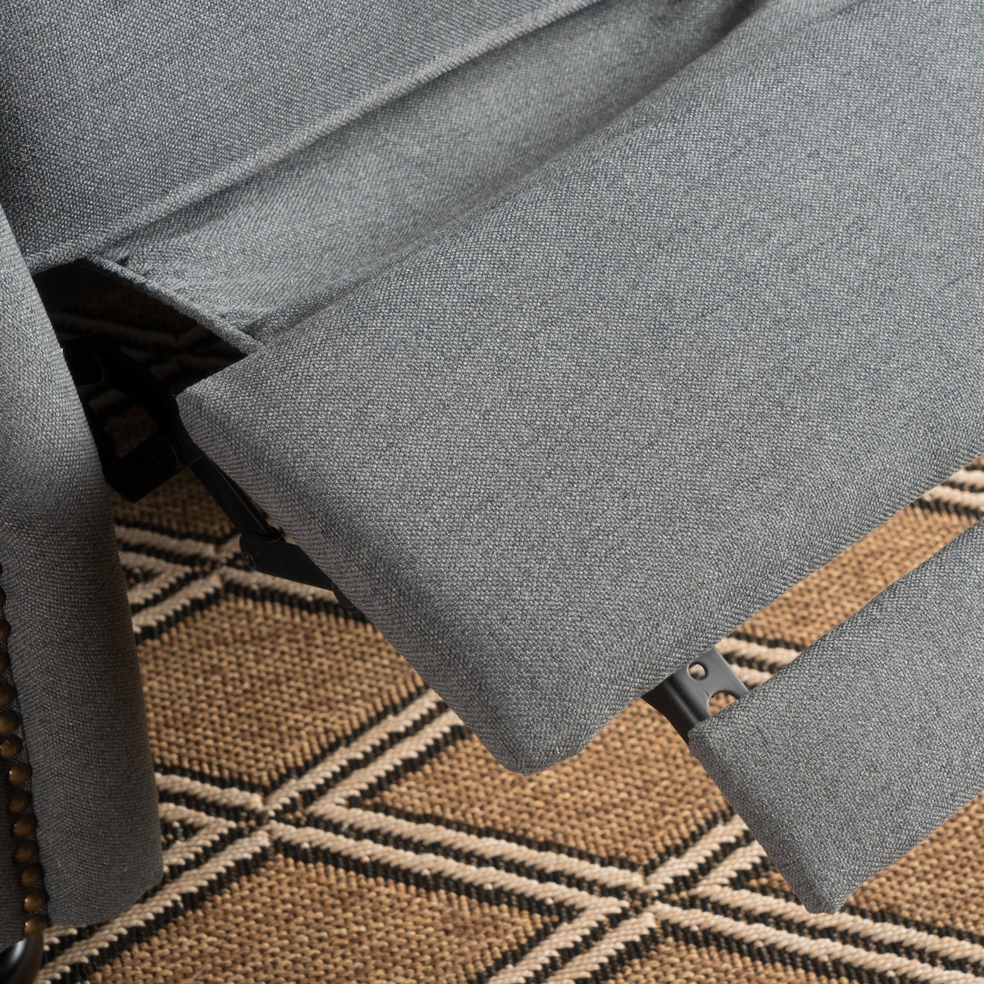Accented Push Back Recliner Chair With Rolled Arms - Charcoal - Image 7