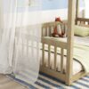 Full Size Canopy Frame Floor Bed With Fence, Guardrails - Natural - Image 5