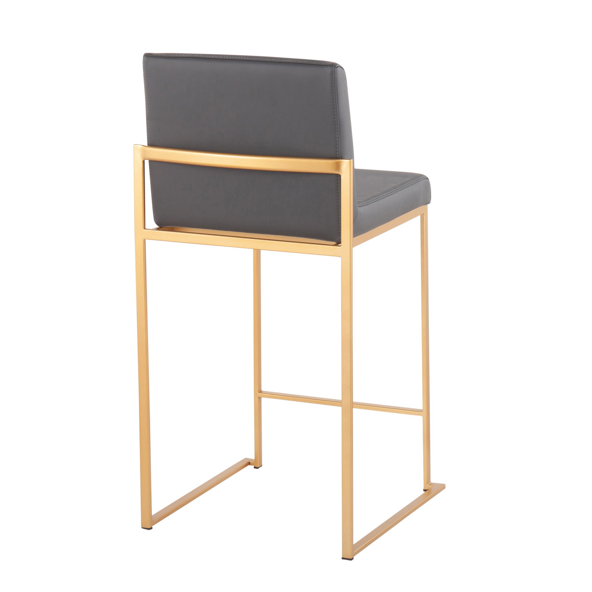 Fuji - Contemporary High Back Counter Stool (Set of 3) - Gold / Gray - Image 4