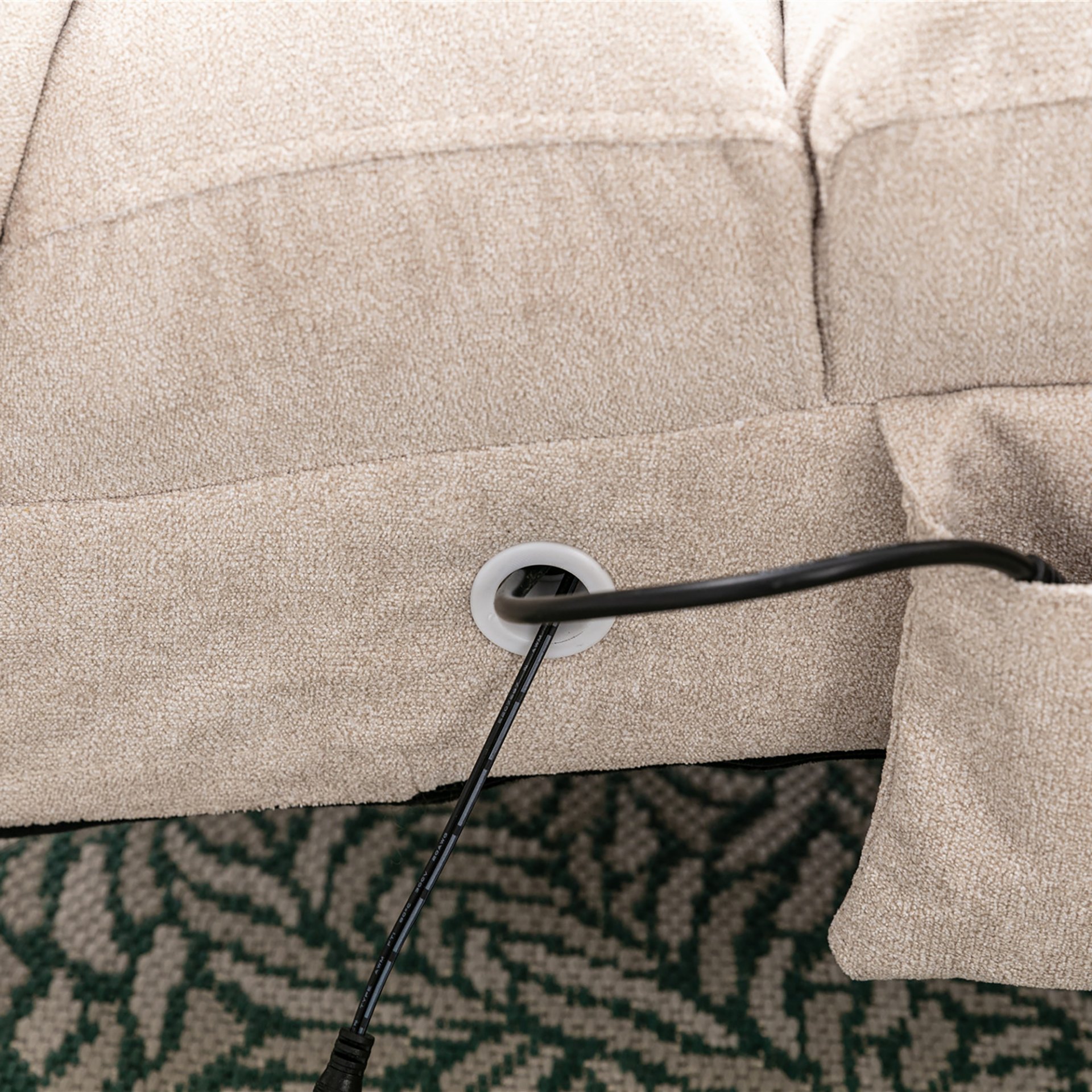 Linen Massage Chaise Lounge Indoor With Remote Control, Ergonomic Electric Massage Lounger - Beige - Image 12