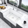 Sink 30" Apron Front Reversible Single Bowl Kitchen Sink & Grid And Strainer - White - Image 7