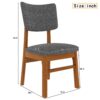 Dining Chairs (Set of 4), Wooden Dining Chair Armless, Mid Century Modern Upholstered Seat Cushion Dining Room Chair For Home Kitchen Dining Room Restaurant - Brown / Gray - Image 3