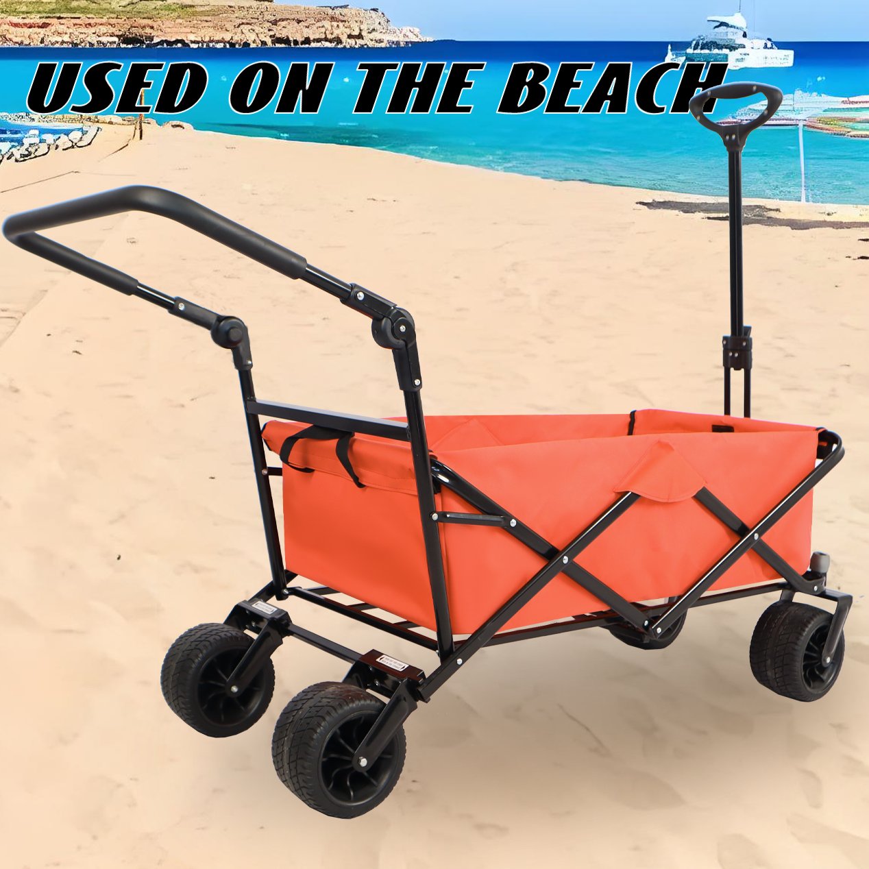 Utility Park Garden Cart Tool Customized Color Folding Camping Trolley Outdoor Picnic Beach Wagon - Red - Image 5