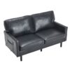 Mid Century Modern Loveseat Sofa, 2 Seater With USB & Removable Pillow Cover - Black - Image 18