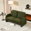 Loveseat Sofa Small Couch For Living Room, Sherpa Fabric Upholstered Loveseat Sofa Couch, Small Loveseat Sofa For Apartment, Bedroom - Green - Image 2