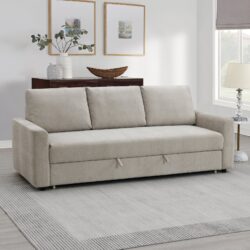 Leira - Linen Pull Out Sleeper Sofa - Beige