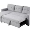 Upholstered Pull Out Sectional Sofa With Chaise - Light Gray - Image 3