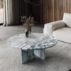 Luxury Natural Marble Coffee Table Genuine Marble, Living Room Centerpiece - Blue Gray - Image 5
