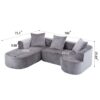 Modular Sectional Sofa With L Shape Chaise, Cloud Sectional Modern Sleeper Couch With Deep Seat, Sponge Compression Sofas - Gray - Image 3