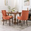 Ultra Side Dining Chair,Thickened Fabric Chairs With Neutrally Toned Solid Wood Legs, Bronze Nail Head (Set of 2) - Orange - Image 12