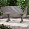 Modern Outdoor Dining Table With Slatted Aluminum Top And X Shaped Legs, Umbrella Hole - Dark Gray - Image 4