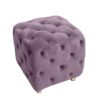 Modern Velvet Upholstered Ottoman, Exquisite Small End Table, Soft Foot Stool, Dressing Makeup Chair, Comfortable Seat For Living Room, Bedroom, Entrance - Purple - Image 15