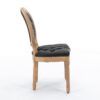 French Style Solid Wood Frame Antique Painting, Hand-Pulled Buckle Decoration Artificial Leather Dining Chair With Nailhead Trim, Wood Legs - Black - Image 5