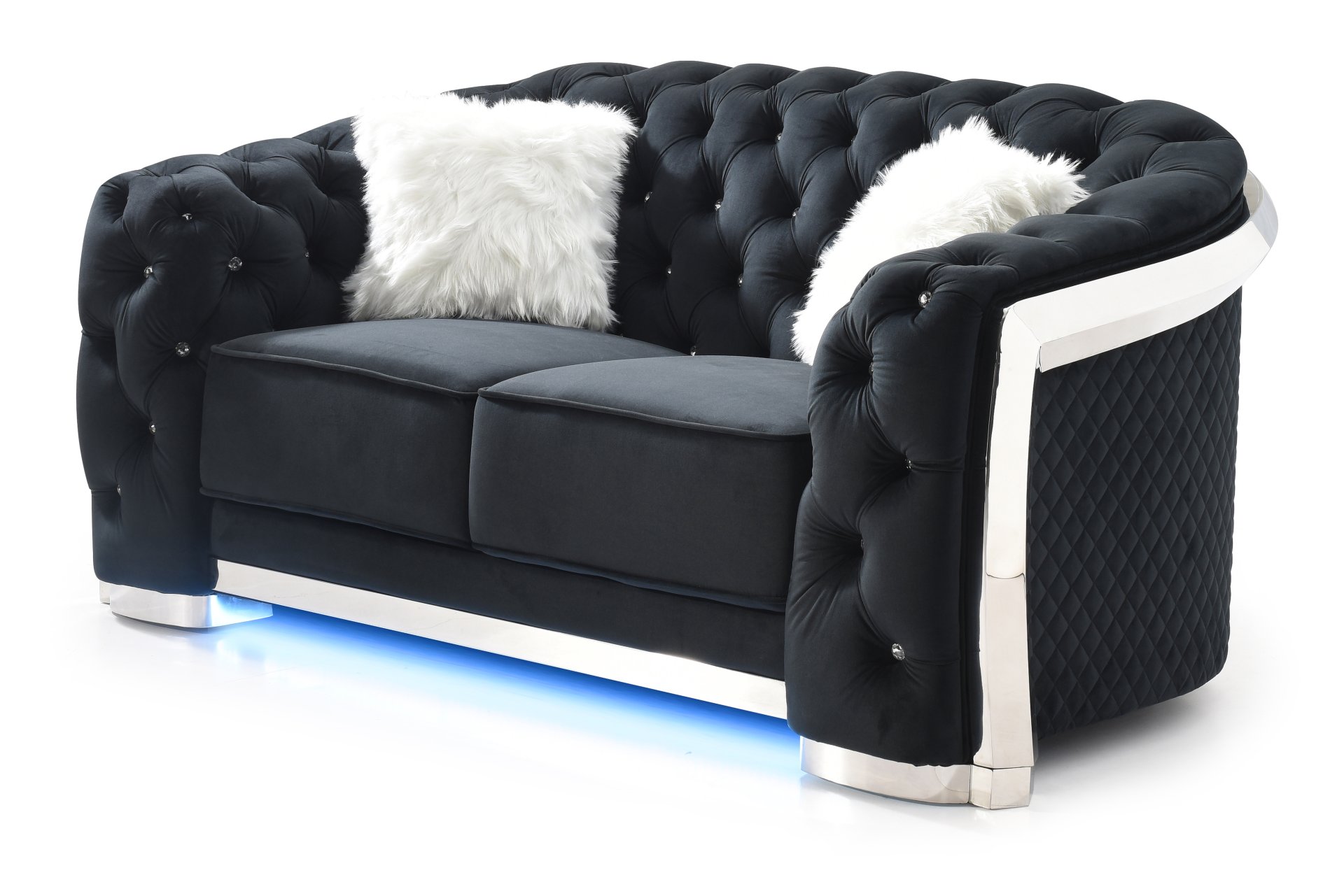 Loveseat With Flared Arms - Black - Image 7