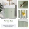 Modern Floating Bathroom Vanity With Ceramic Basin, Perfect For Small Bathrooms, Right Side Storage - Green - Image 5